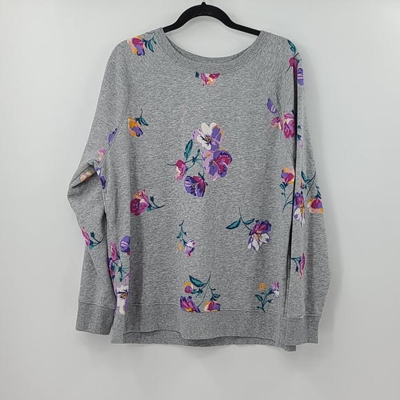 Old Navy Tops - Nwt. Old navy gray floral design sweatshirt.